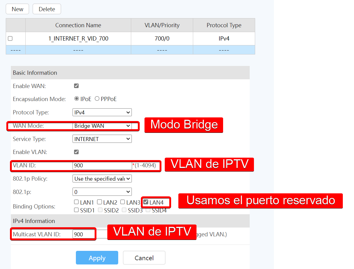 Nombre:  9. Crear WAN de IPTV en la ONT.png
Visitas: 949
Tamao: 56.0 KB