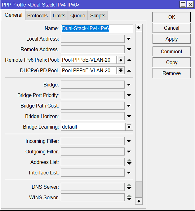 Nombre:  pppoe profile sucursal 2.png
Visitas: 1449
Tamao: 18.4 KB