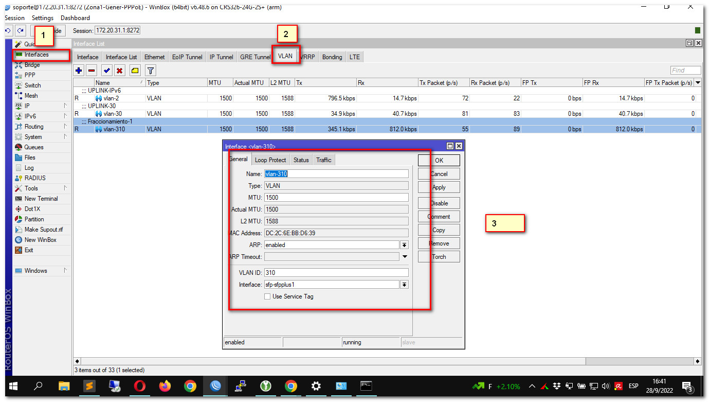 Nombre:  crear la vlan en el mikrotik.jpg
Visitas: 606
Tamao: 236.3 KB