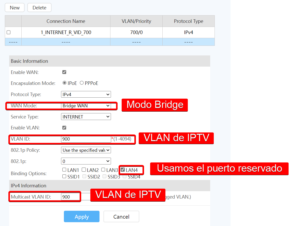 Nombre:  9. Crear WAN de IPTV en la ONT.png
Visitas: 1264
Tamao: 56.0 KB