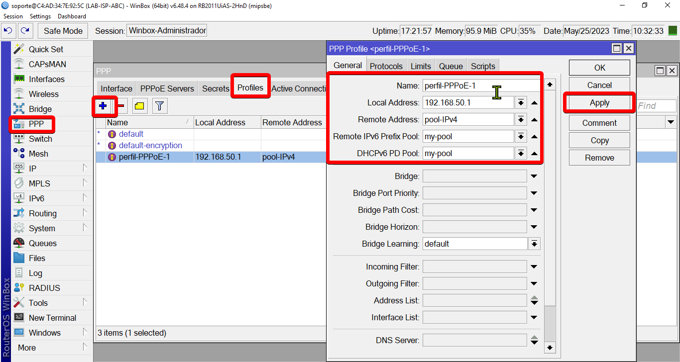 Nombre:  4 Crear perfil pppoe.png
Visitas: 1331
Tamaño: 99.1 KB